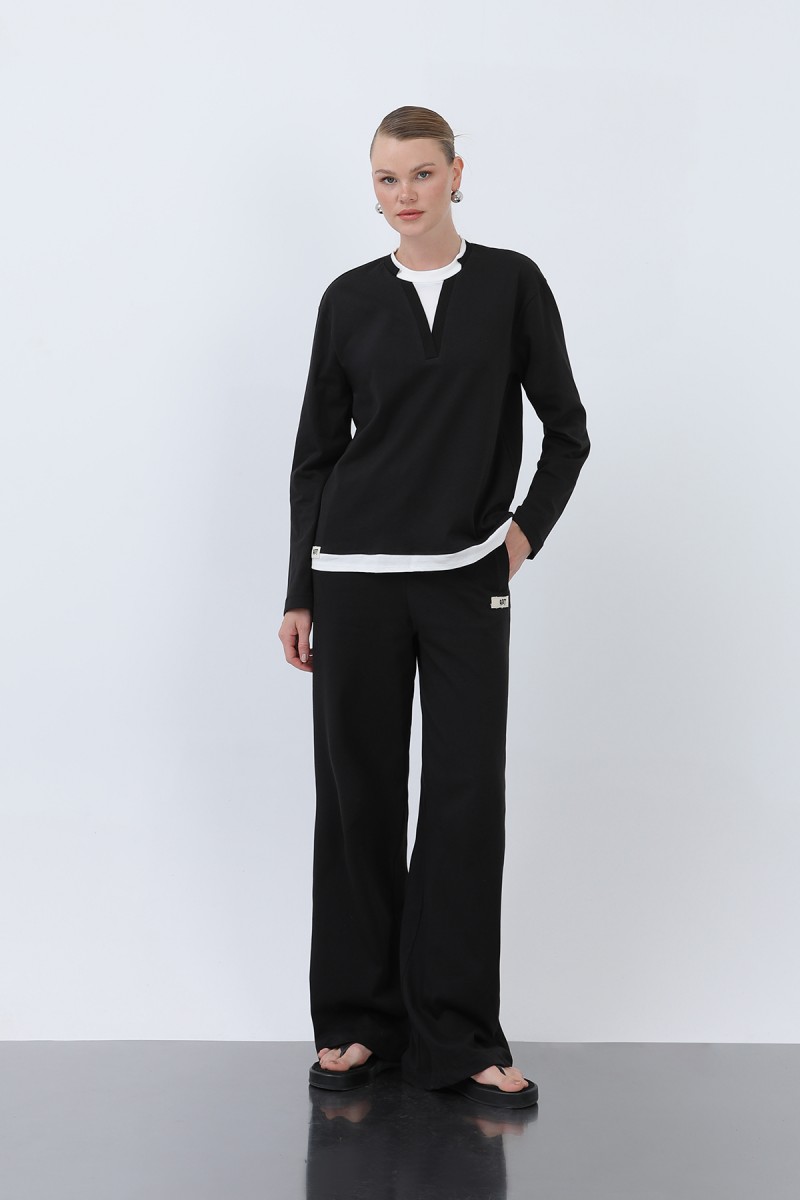 Kadın Basic Garnili Sweatshirt Kadın Basic Garnili Sweatshirt