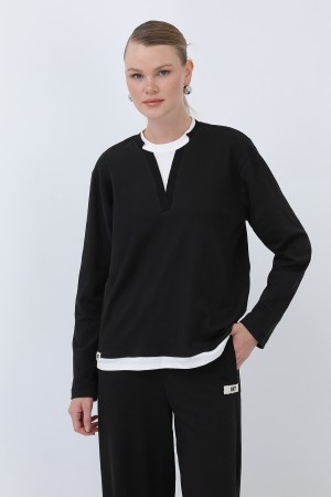 Kadın Basic Garnili Sweatshirt Kadın Basic Garnili Sweatshirt
