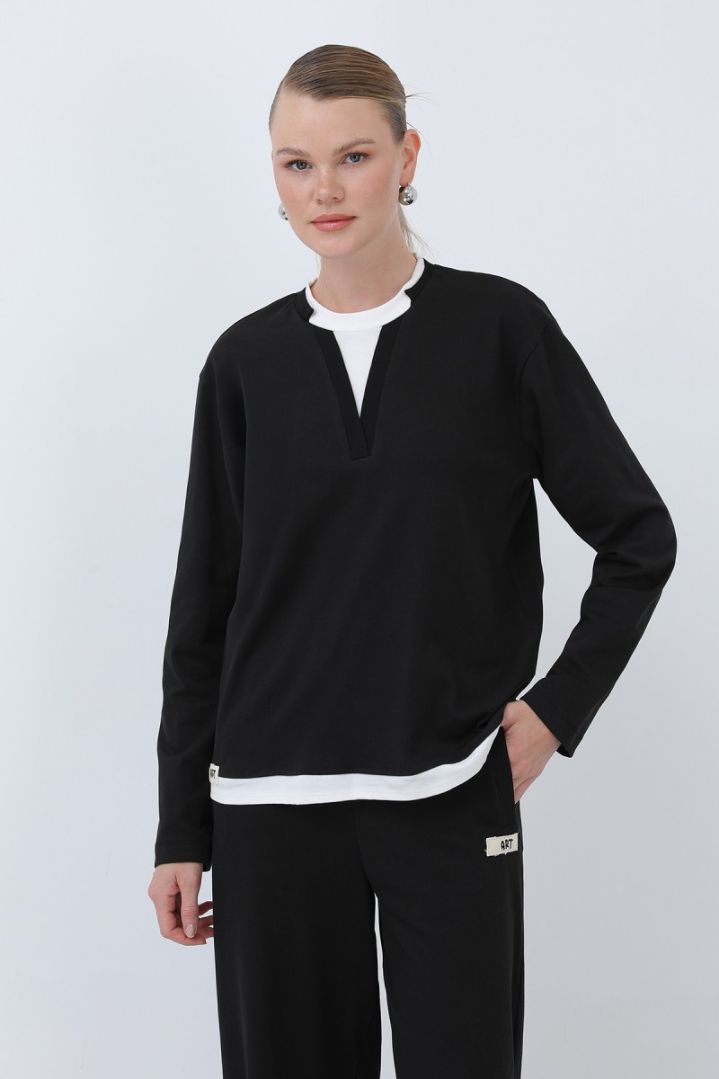 Kadın Basic Garnili Sweatshirt Kadın Basic Garnili Sweatshirt
