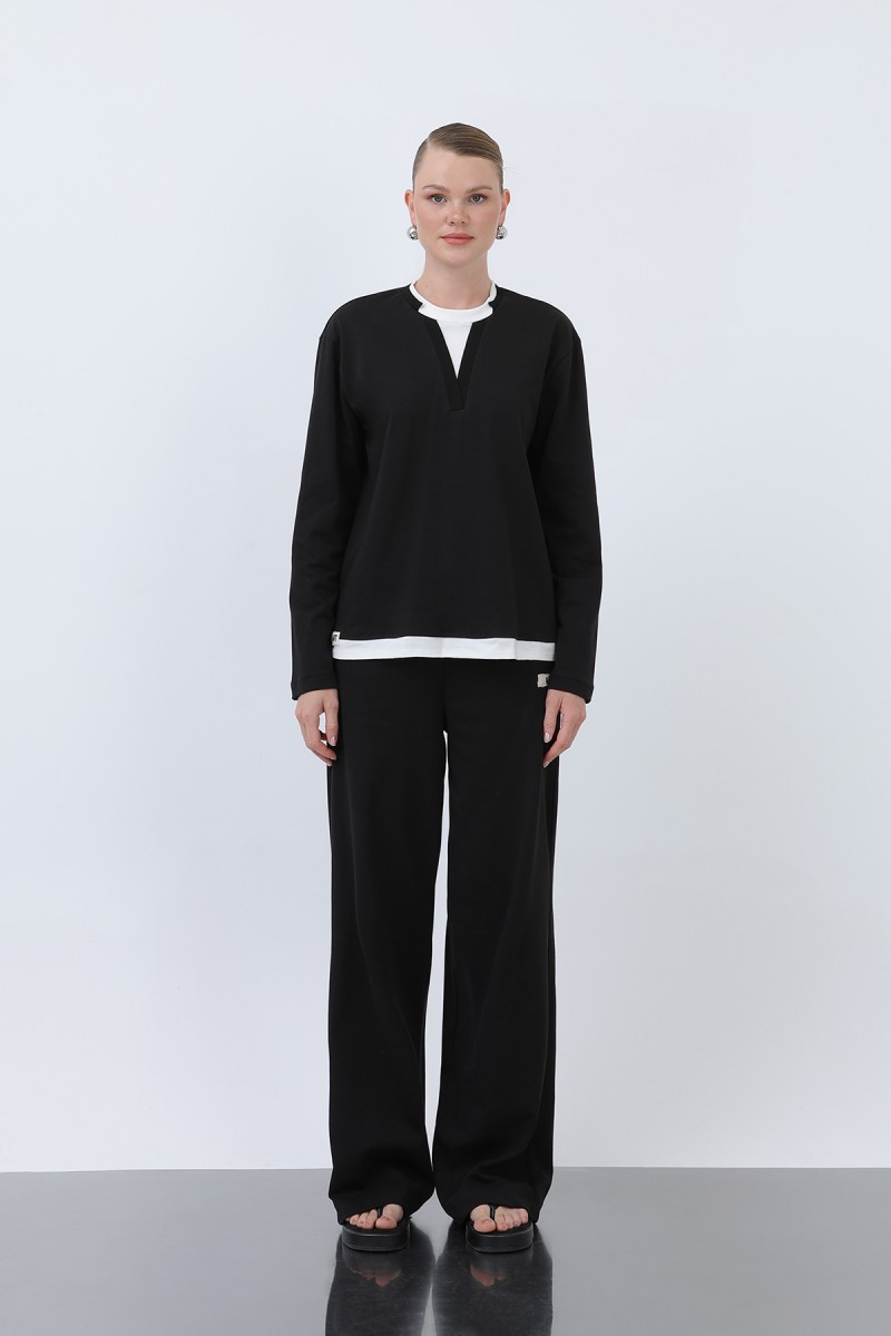 Kadın Basic Garnili Sweatshirt Kadın Basic Garnili Sweatshirt