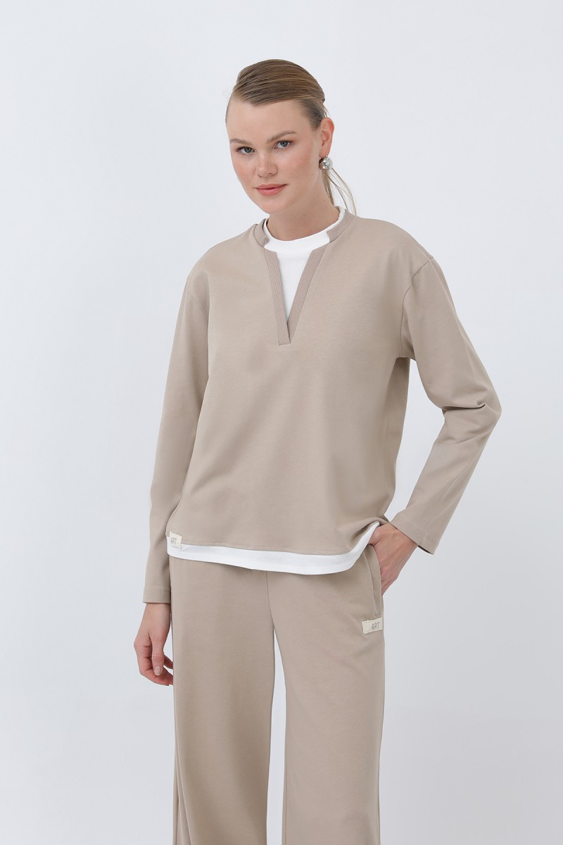 Kadın Basic Garnili Sweatshirt Kadın Basic Garnili Sweatshirt