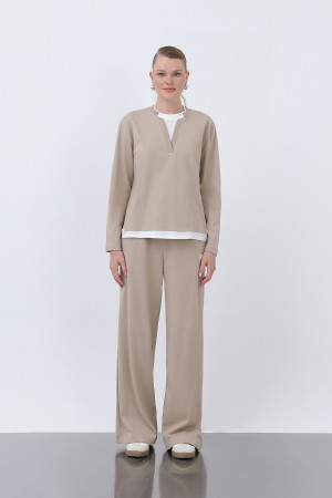 Kadın Basic Garnili Sweatshirt Kadın Basic Garnili Sweatshirt