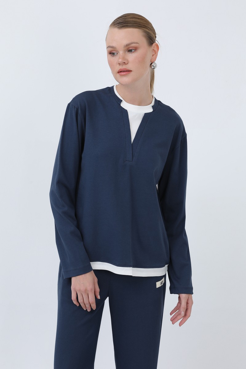 Kadın Basic Garnili Sweatshirt Kadın Basic Garnili Sweatshirt
