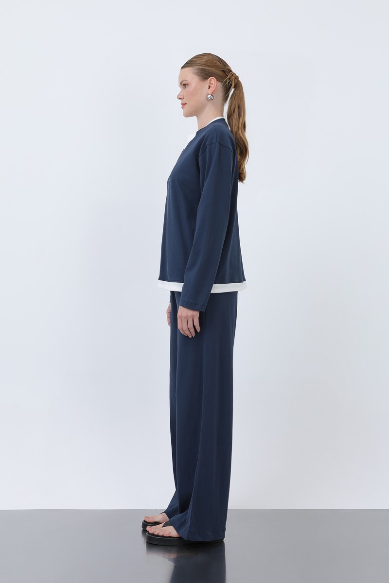 Kadın Basic Garnili Sweatshirt Kadın Basic Garnili Sweatshirt