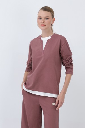 Kadın Basic Garnili Sweatshirt Kadın Basic Garnili Sweatshirt