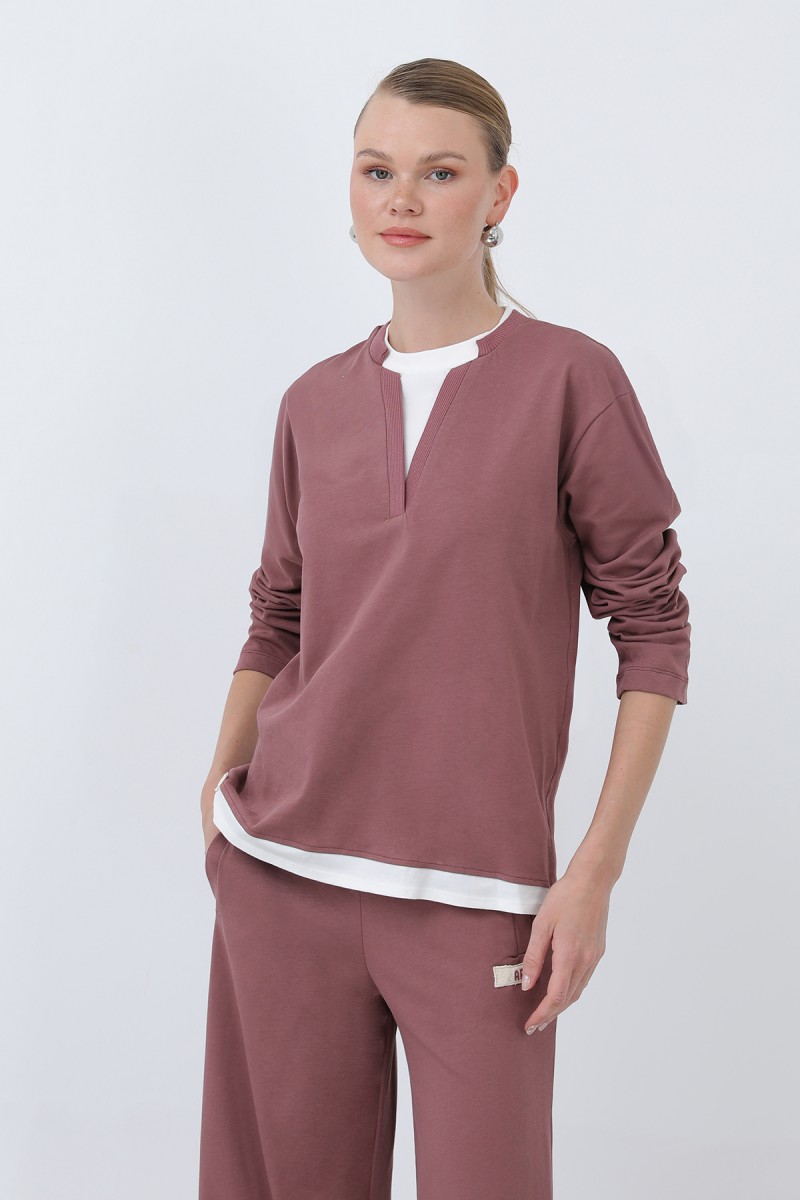 Kadın Basic Garnili Sweatshirt Kadın Basic Garnili Sweatshirt
