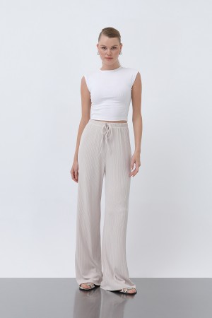 Kadın Fitilli Belden Bağlamalı Pantolon -32224PNT