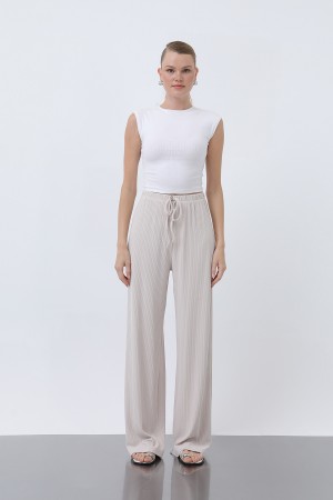 Kadın Fitilli Belden Bağlamalı Pantolon -32224PNT
