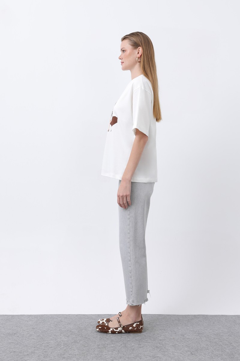 Kadın Kız Baskılı Basic Tshirt -32254TSH Kadın Kız Baskılı Basic Tshirt -32254TSH