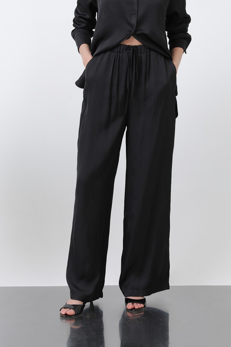 Kadın Saten Belden Bağlamalı Pantalon - 32259PNT Kadın Saten Belden Bağlamalı Pantalon - 32259PNT