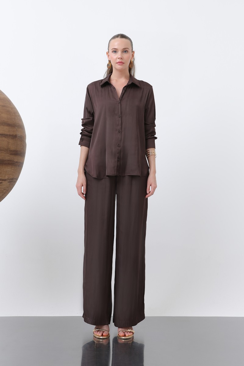 Kadın Saten Belden Bağlamalı Pantalon - 32259PNT Kadın Saten Belden Bağlamalı Pantalon - 32259PNT