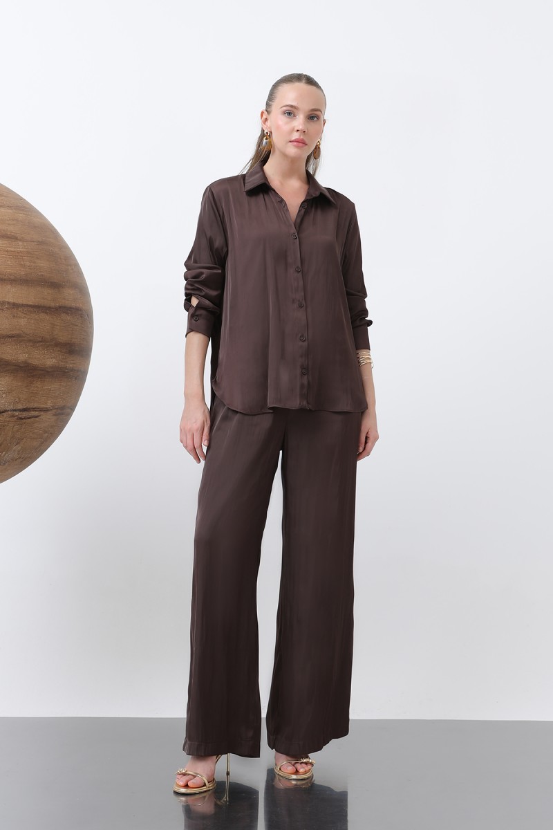 Kadın Saten Belden Bağlamalı Pantalon - 32259PNT Kadın Saten Belden Bağlamalı Pantalon - 32259PNT