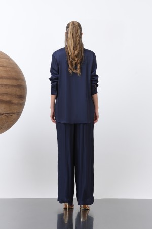 Kadın Saten Belden Bağlamalı Pantalon - 32259PNT