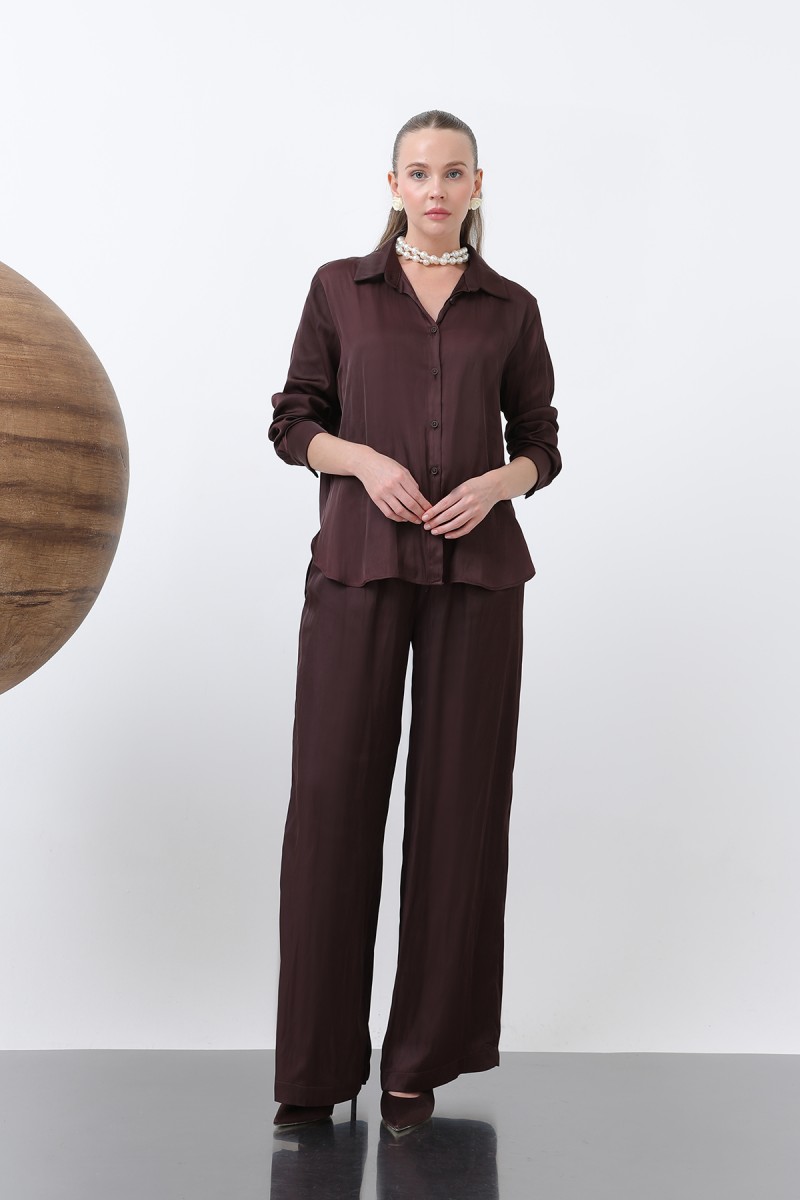 Kadın Saten Belden Bağlamalı Pantalon - 32259PNT Kadın Saten Belden Bağlamalı Pantalon - 32259PNT