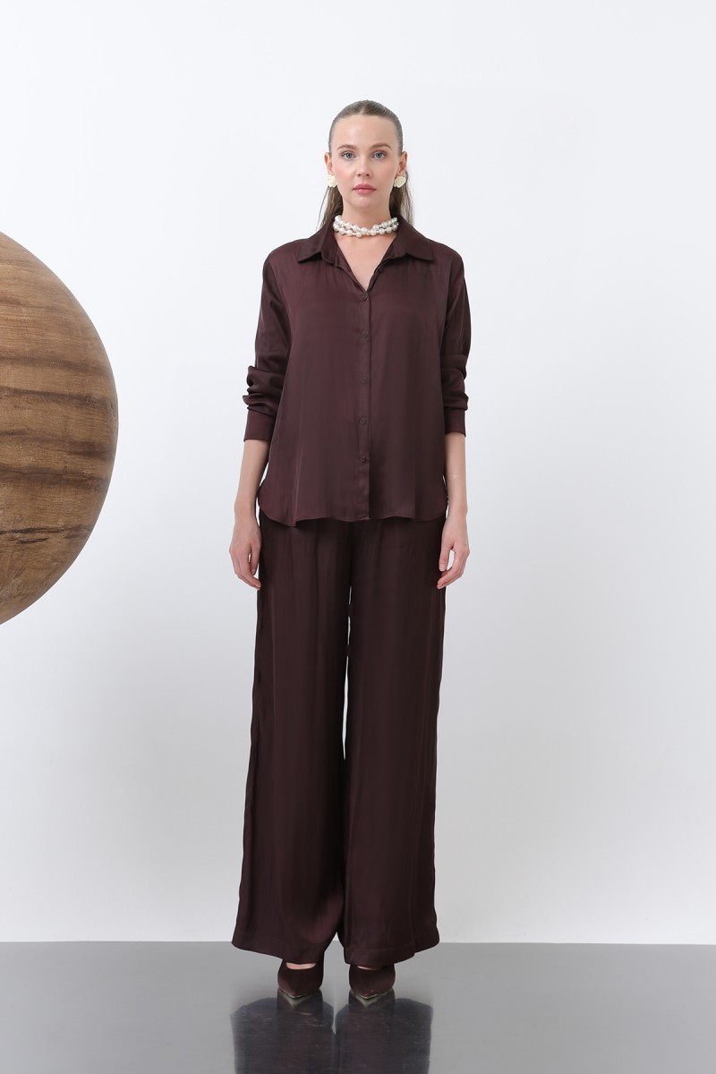 Kadın Saten Belden Bağlamalı Pantalon - 32259PNT Kadın Saten Belden Bağlamalı Pantalon - 32259PNT