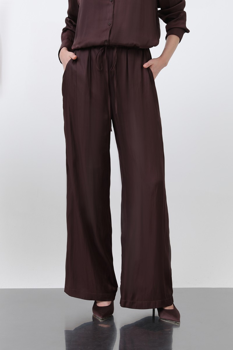 Kadın Saten Belden Bağlamalı Pantalon - 32259PNT Kadın Saten Belden Bağlamalı Pantalon - 32259PNT