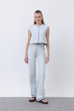 Kadın Sıfır Kol Denim Yelek -32278YLK Kadın Sıfır Kol Denim Yelek -32278YLK