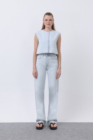 Kadın Sıfır Kol Denim Yelek -32278YLK Kadın Sıfır Kol Denim Yelek -32278YLK