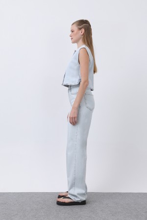 Kadın Sıfır Kol Denim Yelek -32278YLK Kadın Sıfır Kol Denim Yelek -32278YLK