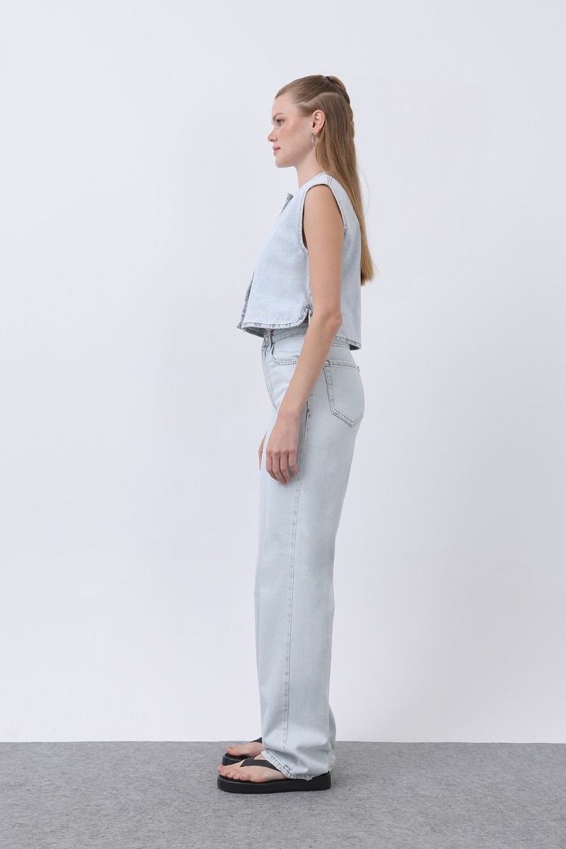 Kadın Sıfır Kol Denim Yelek -32278YLK Kadın Sıfır Kol Denim Yelek -32278YLK