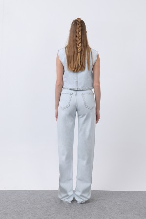 Kadın Sıfır Kol Denim Yelek -32278YLK Kadın Sıfır Kol Denim Yelek -32278YLK