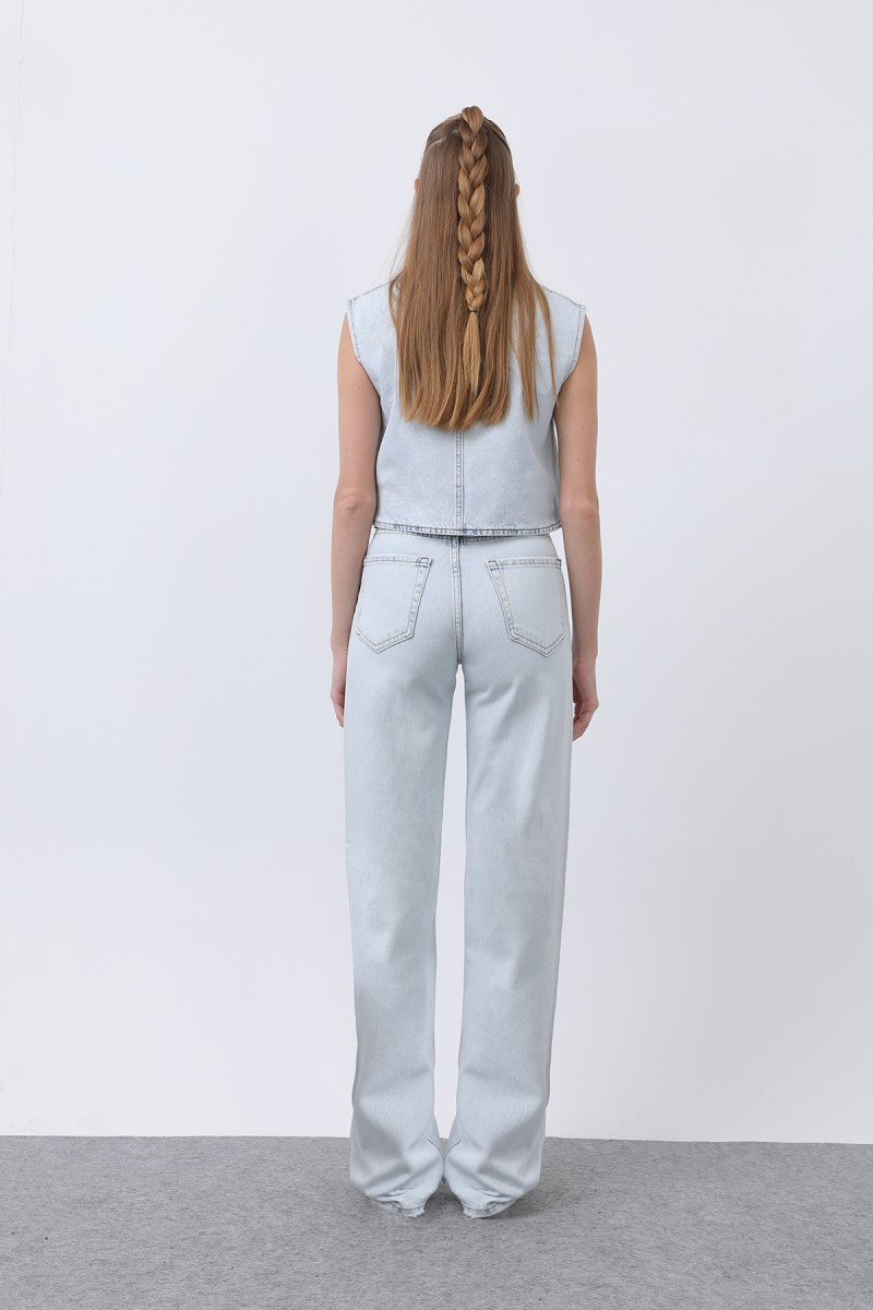 Kadın Sıfır Kol Denim Yelek -32278YLK Kadın Sıfır Kol Denim Yelek -32278YLK