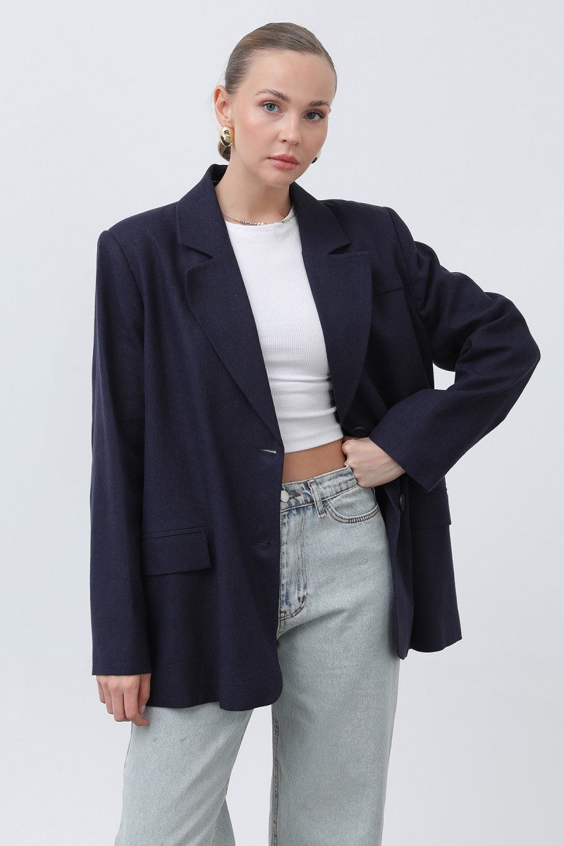 Kadın Keten Blazer Ceket -32303CKT Kadın Keten Blazer Ceket -32303CKT