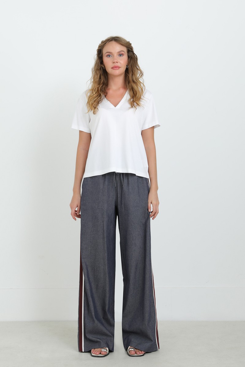 Women's Denim Side Stripe Detail Trousers - 32317PNT Women's Denim Side Stripe Detail Trousers - 32317PNT