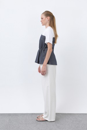 Kadın Denim Detaylı Bluz - 32318BLZ Kadın Denim Detaylı Bluz - 32318BLZ