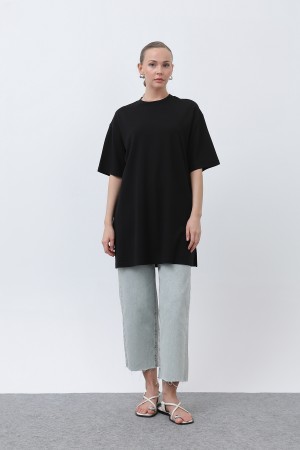 Kadın Uzun Bol Kesim Tshirt - 40009TSH