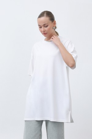 Kadın Uzun Bol Kesim Tshirt - 40009TSH