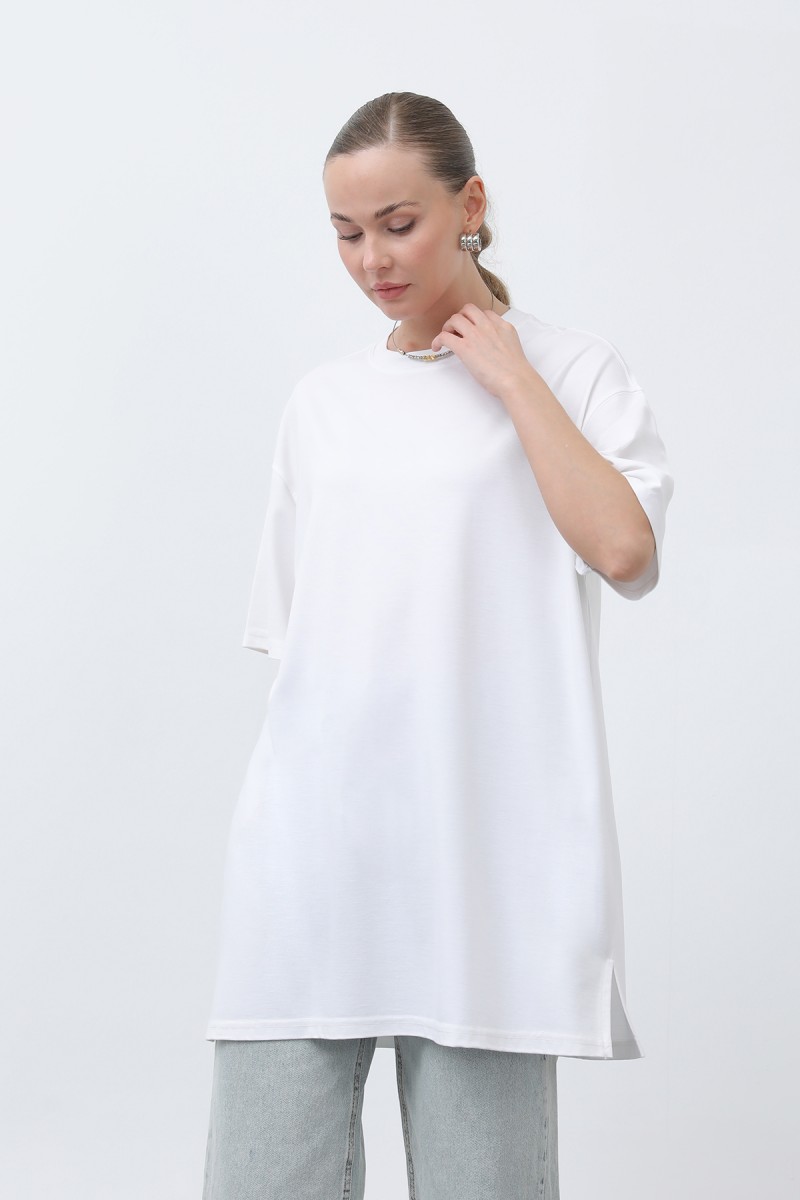 Kadın Uzun Bol Kesim Tshirt - 40009TSH