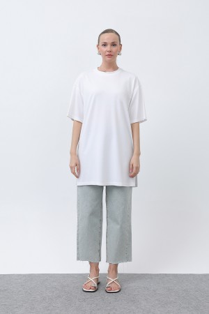 Kadın Uzun Bol Kesim Tshirt - 40009TSH
