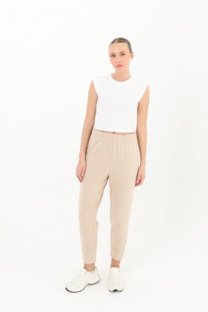 Women's Rib Detailed Sweatpants - 30189PNT Women's Rib Detailed Sweatpants - 30189PNT