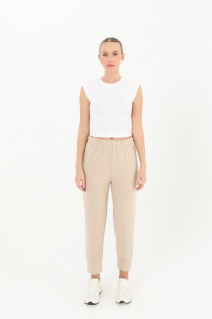 Women's Rib Detailed Sweatpants - 30189PNT Women's Rib Detailed Sweatpants - 30189PNT
