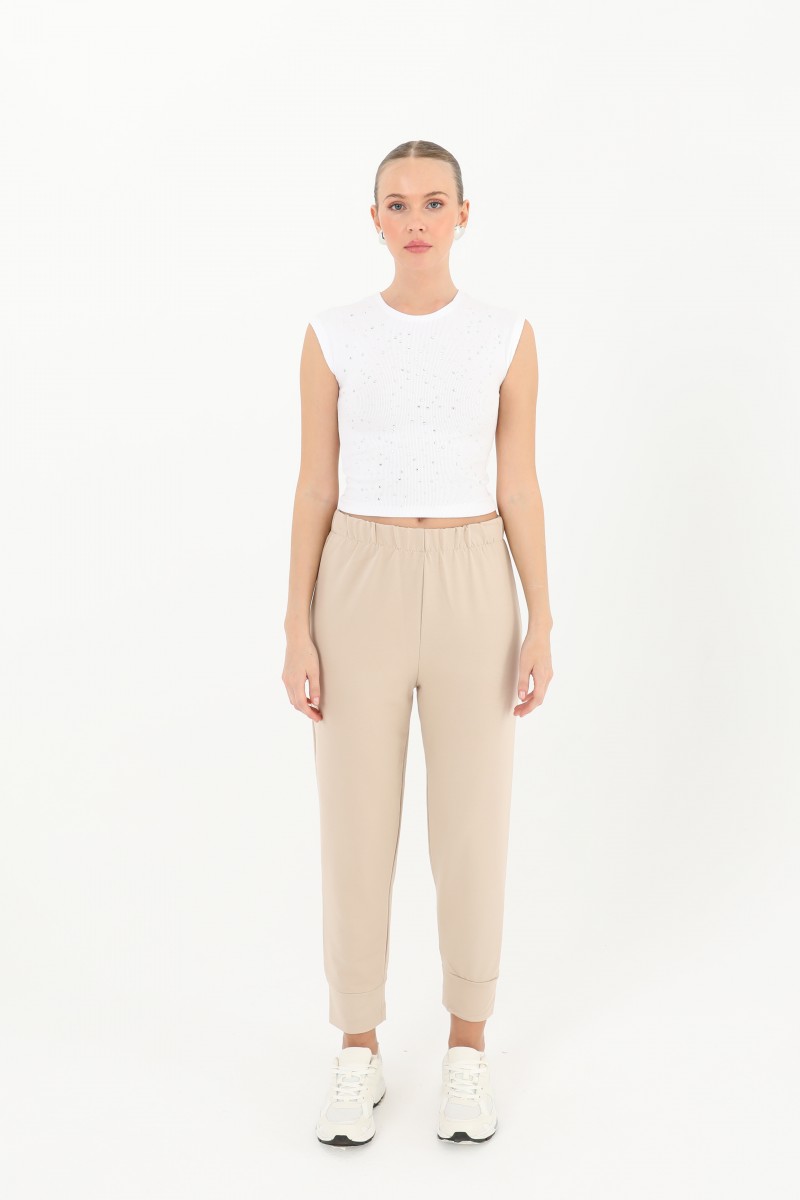 Women's Rib Detailed Sweatpants - 30189PNT Women's Rib Detailed Sweatpants - 30189PNT