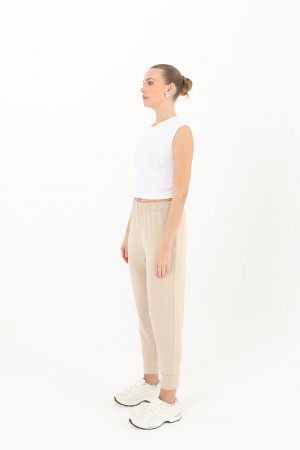 Women's Rib Detailed Sweatpants - 30189PNT Women's Rib Detailed Sweatpants - 30189PNT