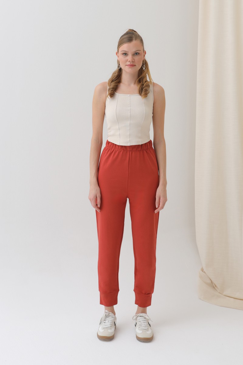 Women's Rib Detailed Sweatpants - 30189PNT Women's Rib Detailed Sweatpants - 30189PNT