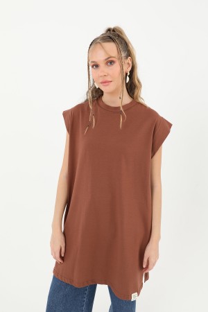 Kadın Basic Kolsuz T-shirt - 30725TUN Kadın Basic Kolsuz T-shirt - 30725TUN