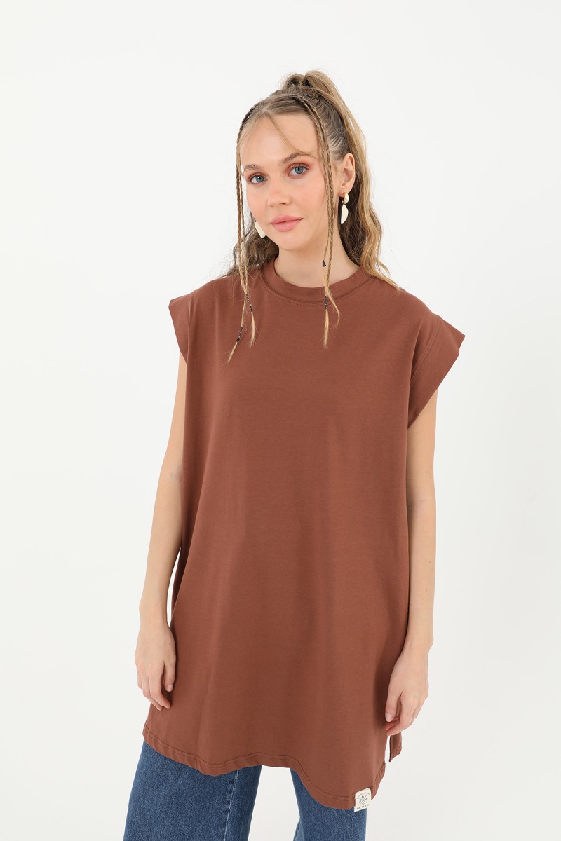 Kadın Basic Kolsuz T-shirt - 30725TUN Kadın Basic Kolsuz T-shirt - 30725TUN