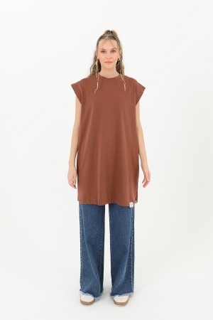 Kadın Basic Kolsuz T-shirt - 30725TUN Kadın Basic Kolsuz T-shirt - 30725TUN