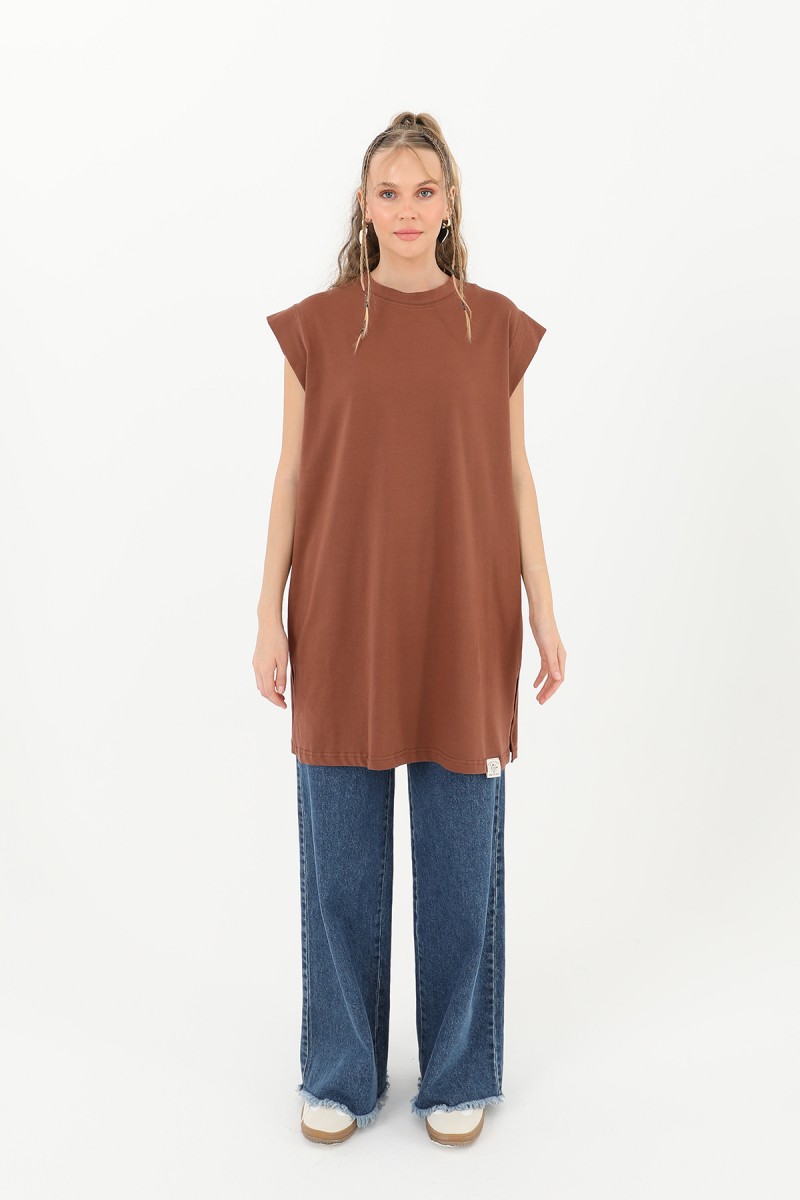 Kadın Basic Kolsuz T-shirt - 30725TUN Kadın Basic Kolsuz T-shirt - 30725TUN