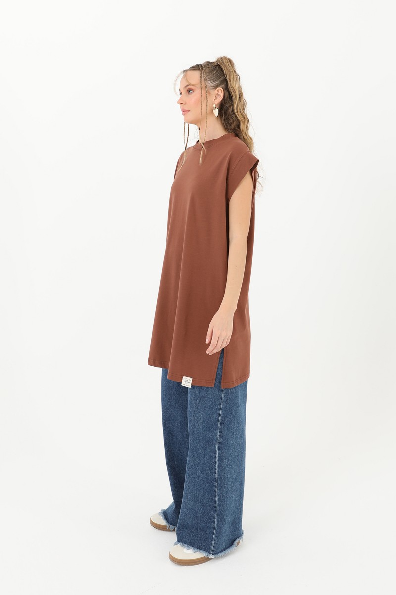 Kadın Basic Kolsuz T-shirt - 30725TUN Kadın Basic Kolsuz T-shirt - 30725TUN