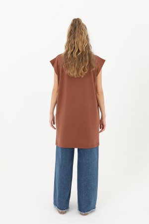 Kadın Basic Kolsuz T-shirt - 30725TUN Kadın Basic Kolsuz T-shirt - 30725TUN