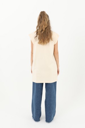 Kadın Basic Kolsuz T-shirt - 30725TUN Kadın Basic Kolsuz T-shirt - 30725TUN