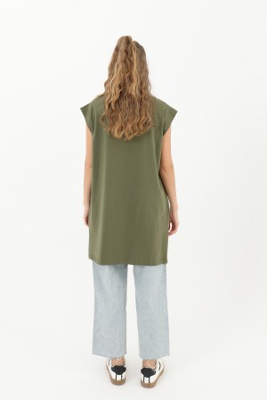Kadın Basic Kolsuz T-shirt - 30725TUN Kadın Basic Kolsuz T-shirt - 30725TUN